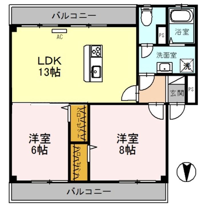 和歌山県海南市船尾(マンション)の賃貸物件の間取り