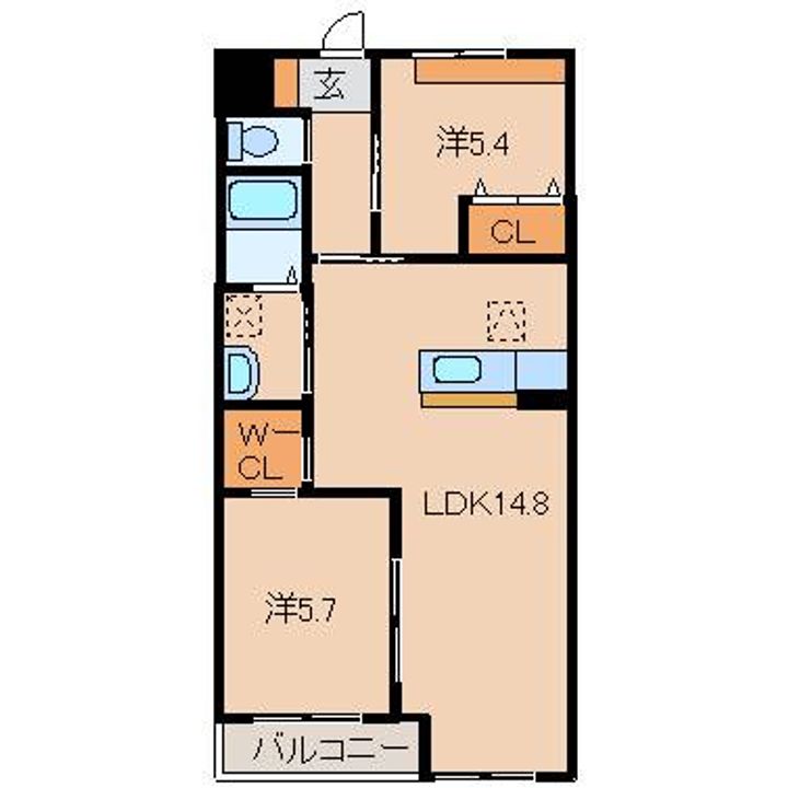 和歌山県岩出市高塚(マンション)の賃貸物件の間取り
