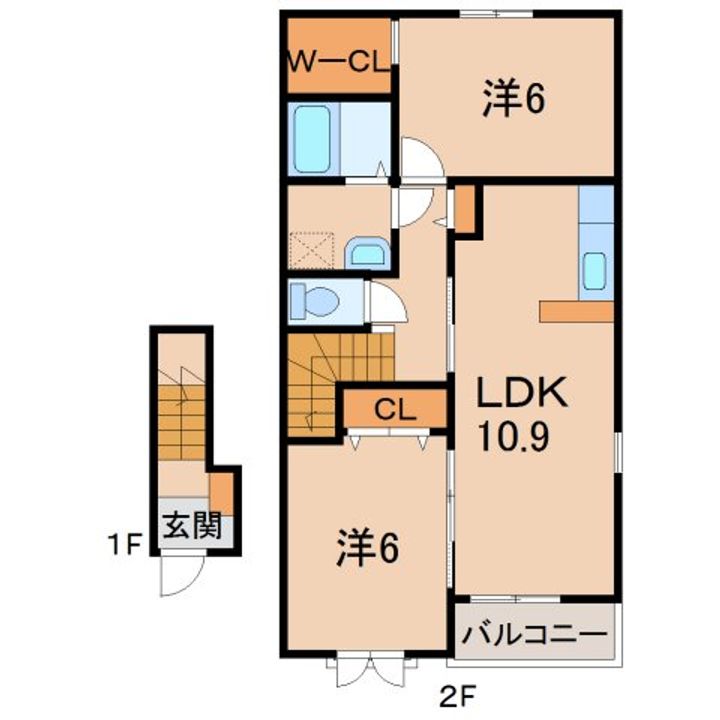 和歌山県和歌山市中之島(アパート)の賃貸物件の間取り