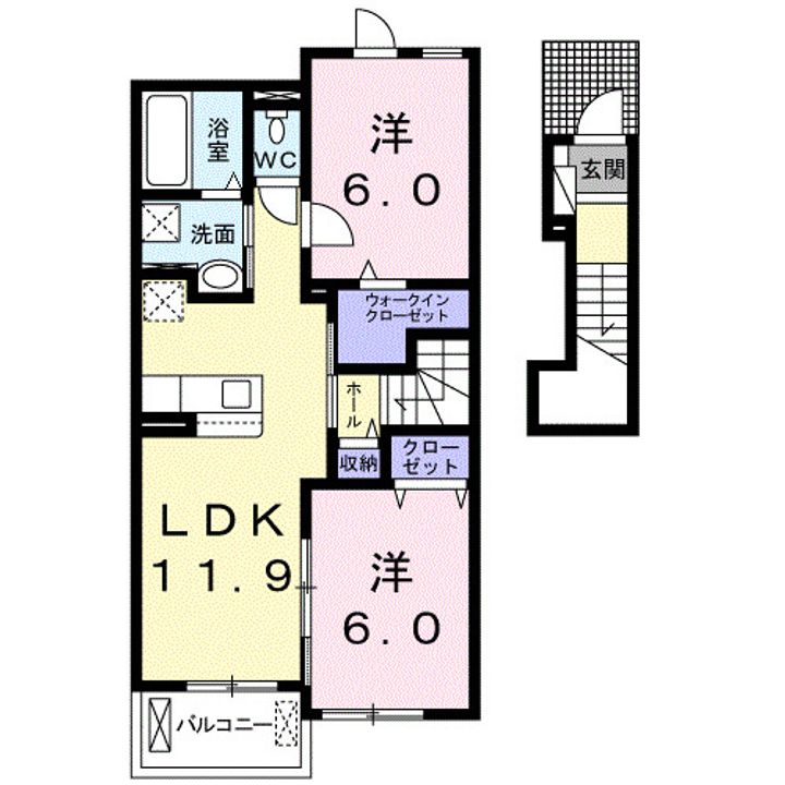 和歌山県和歌山市北島(アパート)の賃貸物件の間取り