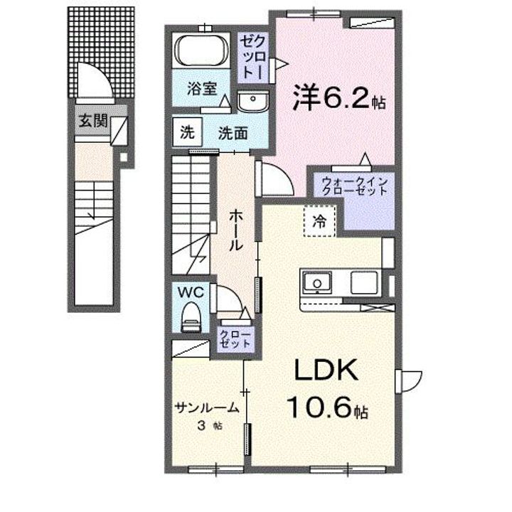 JADA House滝宮A0201の間取り