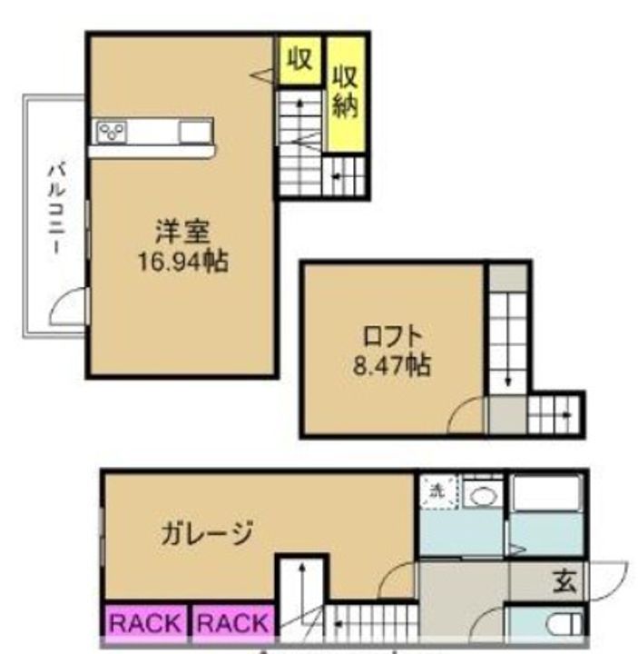 G-ROSSO(ジーロッソ)B103号室の間取り