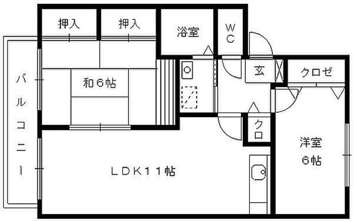 メルベーユ津福C107号の間取り