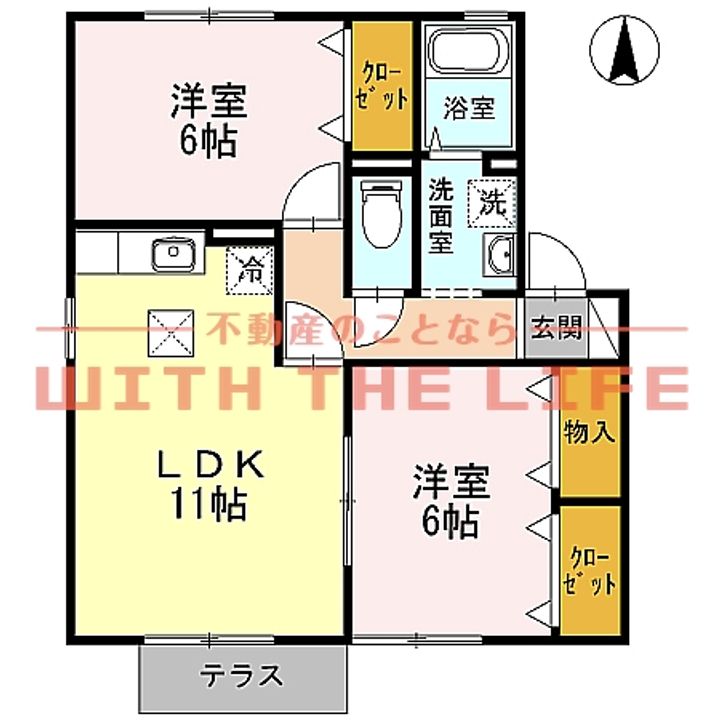 アパルトマントNFB A棟B110号の間取り