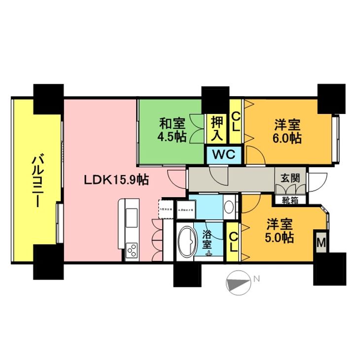 プレミアムステージ久留米中央公園1303号の間取り