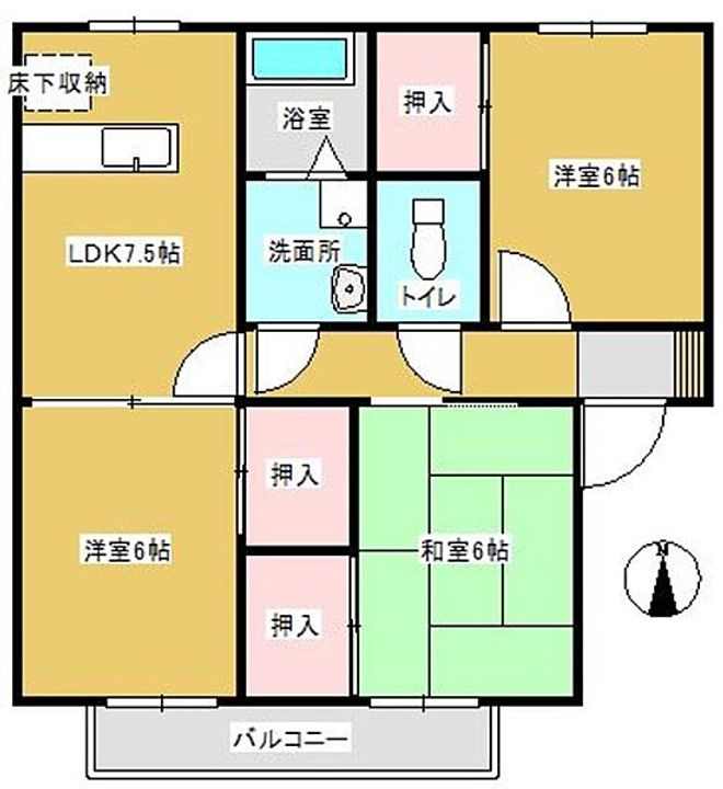 ハミングタウン合川D-103号の間取り