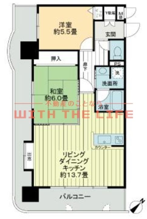 ライオンズマンション六ッ門第2302号の間取り
