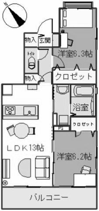 プレリュードA102号の間取り