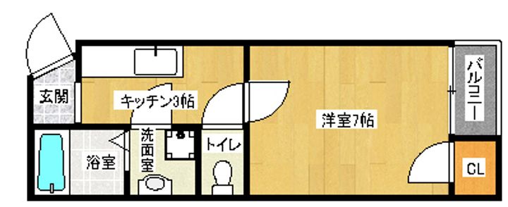 「アルカス七条大宮」2-Bの間取り