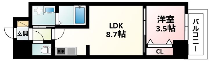 大阪府吹田市江坂町5丁目(マンション)の賃貸物件の間取り
