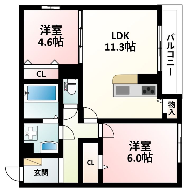 大阪府豊中市若竹町2丁目(アパート)の賃貸物件の間取り