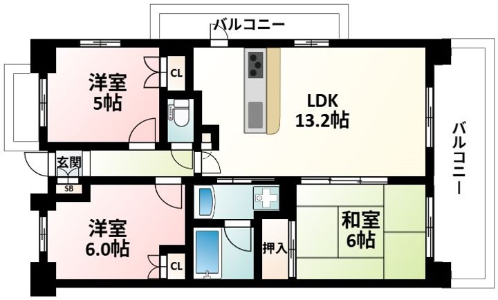 大阪府吹田市垂水町3丁目(マンション)の賃貸物件の間取り