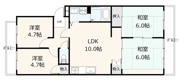 エメラルドマンション五日市保井田502の間取り