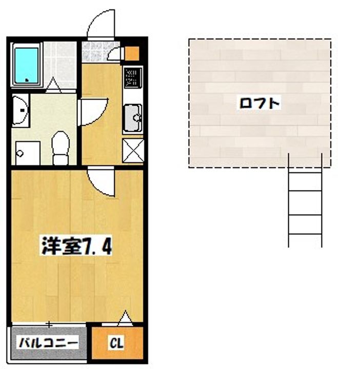 埼玉県越谷市宮本町1丁目の賃貸アパートの間取り