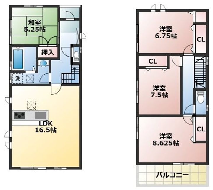 埼玉県越谷市大沢4丁目(一戸建)の賃貸物件の間取り