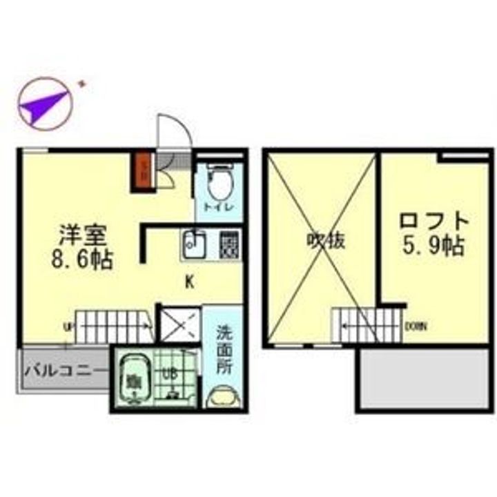 愛知県名古屋市西区名西1丁目の賃貸アパートの間取り