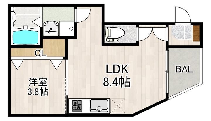 愛知県名古屋市熱田区青池町3丁目の賃貸アパートの間取り