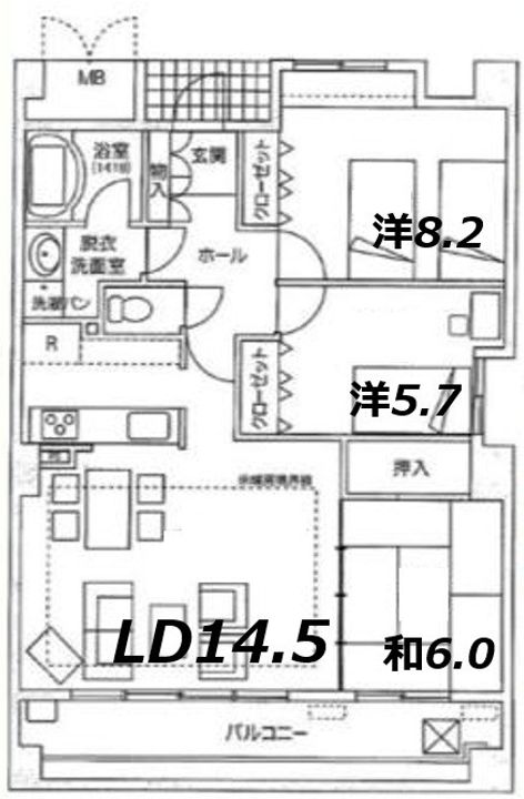 兵庫県神戸市灘区赤松町2丁目の賃貸マンションの間取り