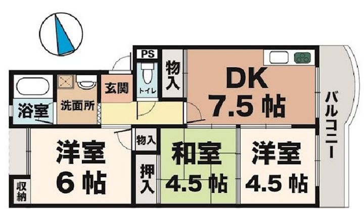 兵庫県神戸市垂水区福田3丁目の賃貸マンションの間取り