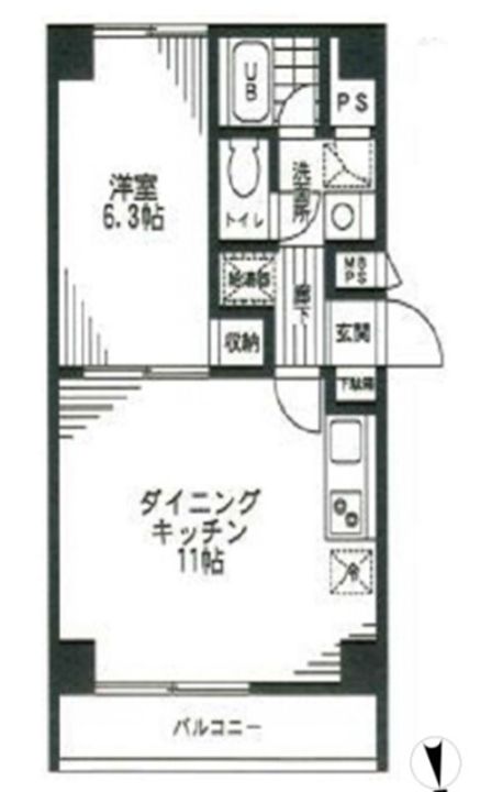 東京都台東区今戸1丁目の賃貸マンションの間取り