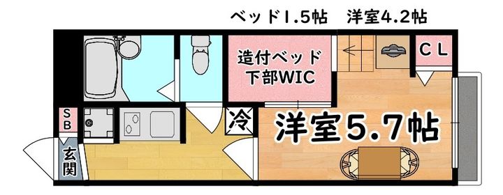 レオパレスアクアブルー青谷の間取り