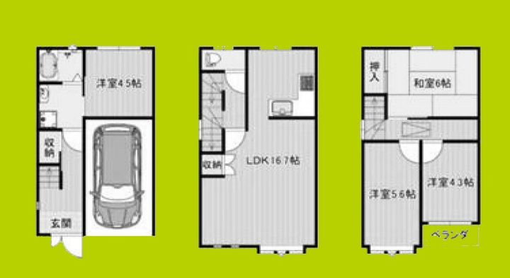 大阪府大阪市東住吉区矢田1丁目(一戸建)の賃貸物件の間取り