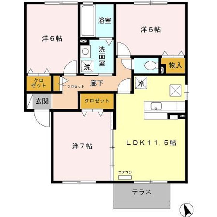 Elysion北白山台A102の間取り