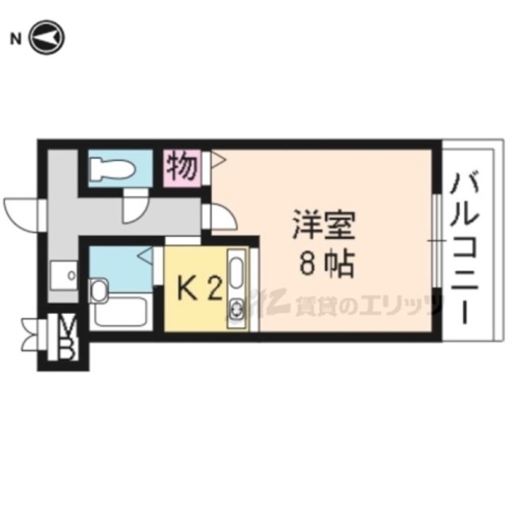 アパートメント宝ヶ池208の間取り