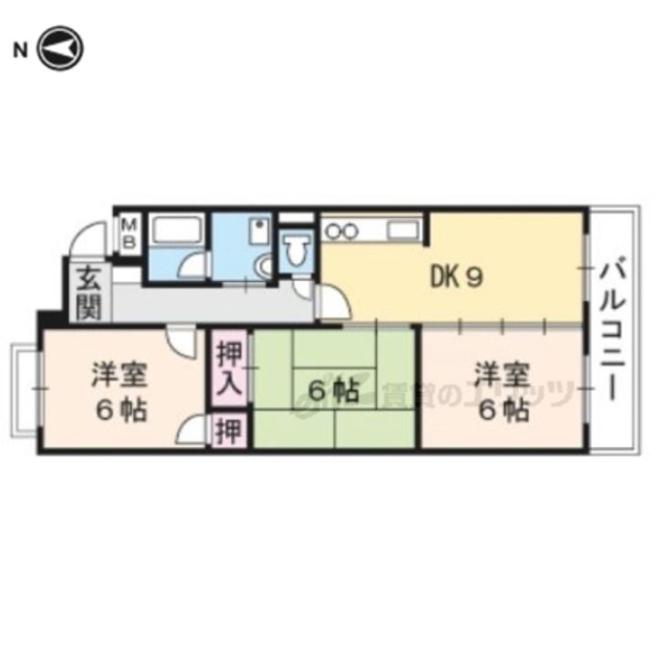 嵯峨野ロイヤルハイツ303の間取り