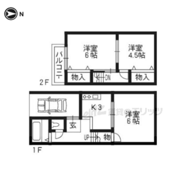 京都府京都市伏見区醍醐外山街道町(一戸建)の賃貸物件貸家の間取り