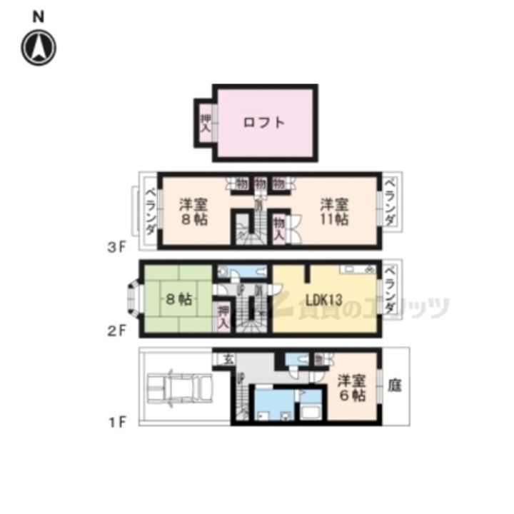 京都府京都市右京区山ノ内中畑町(一戸建)の賃貸物件0001の間取り