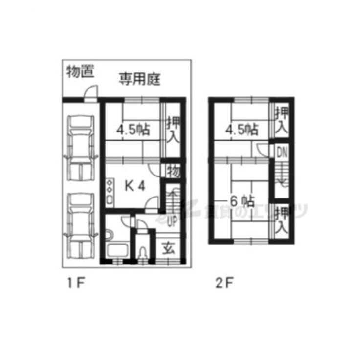京都府八幡市八幡垣内山(一戸建)の賃貸物件1?左の間取り