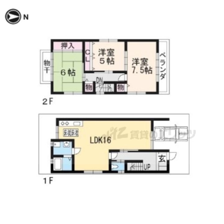 京都府京都市北区紫竹下梅ノ木町(一戸建)の賃貸物件0001の間取り