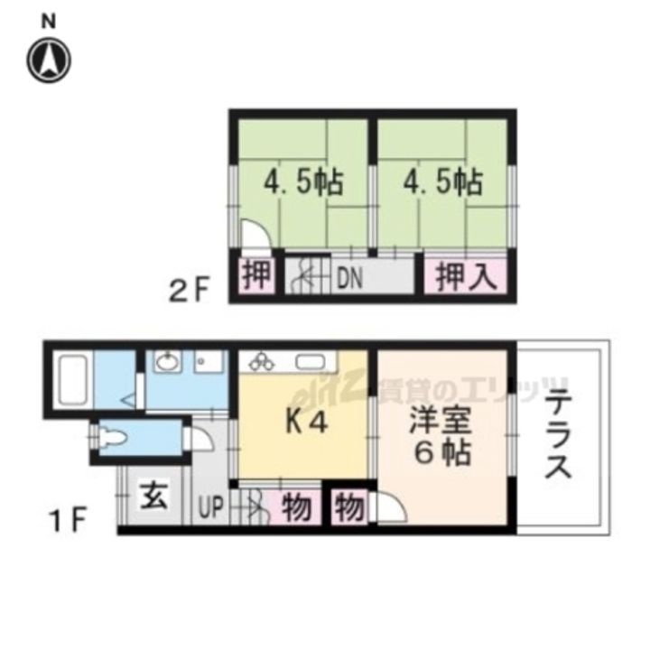 京都府京都市山科区西野山中臣町(一戸建)の賃貸物件貸家の間取り