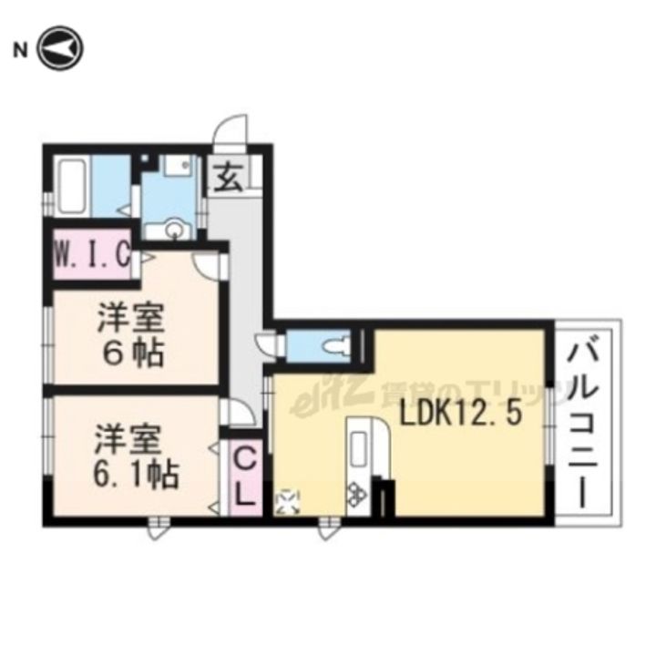 リート623W(ウエスト)の間取り