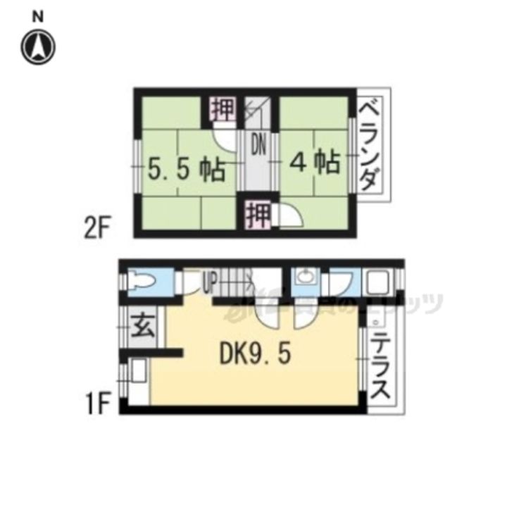 京都府京都市山科区北花山市田町(一戸建)の賃貸物件0001の間取り