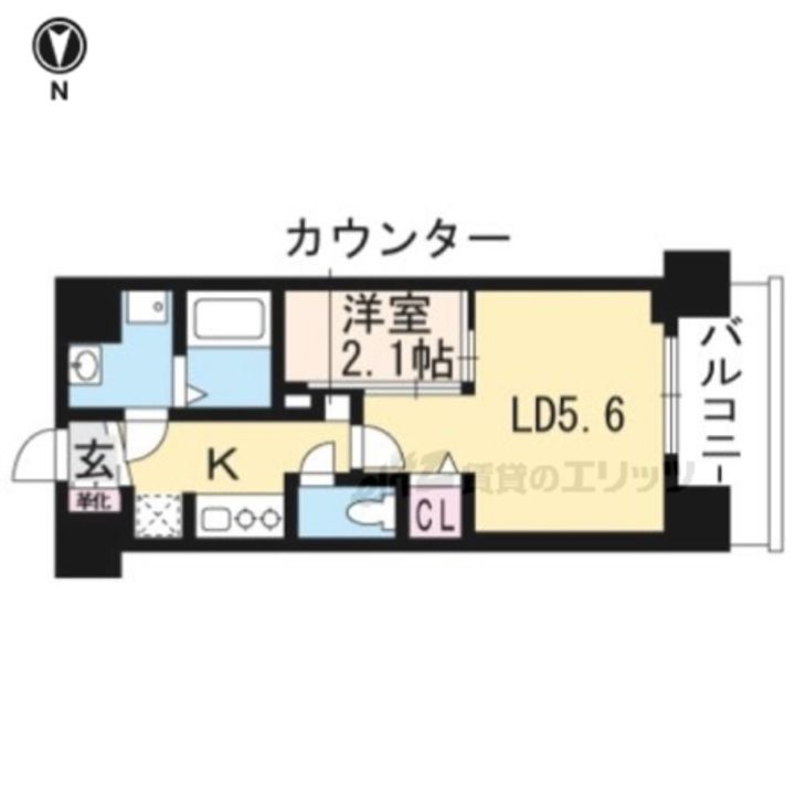 アクアプレイス京大北OX206の間取り