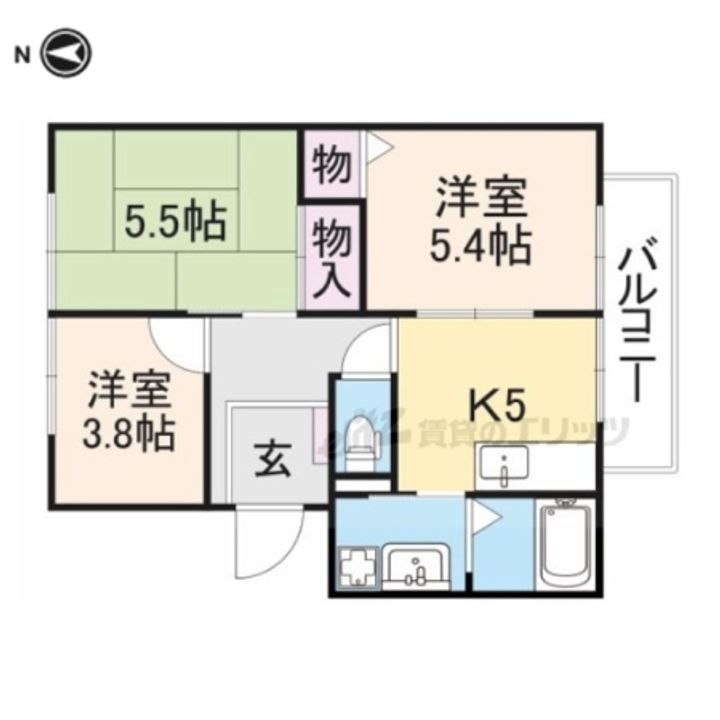 ブリーズ大安寺Bの間取り