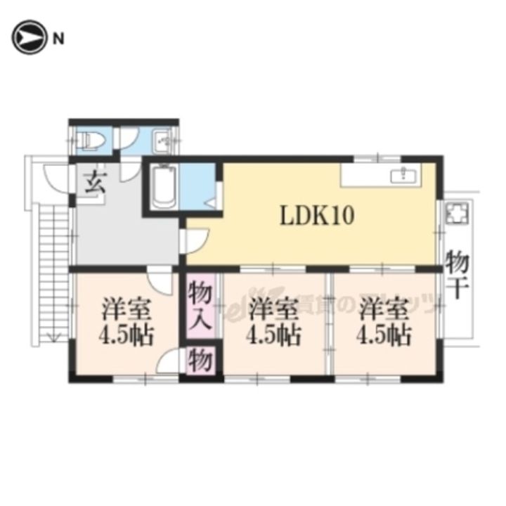 京都府長岡京市今里3丁目(一戸建)の賃貸物件貸家の間取り