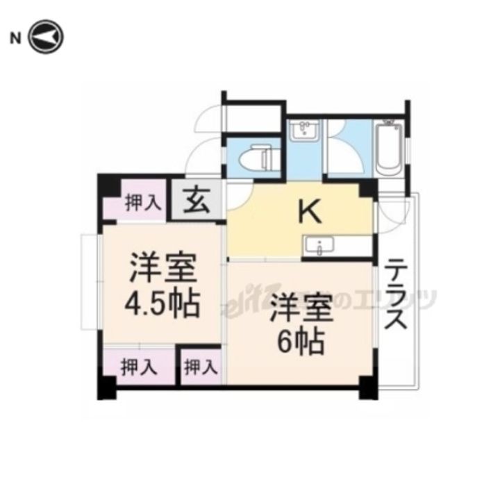 ビレッジハウス曽大根4号棟105の間取り