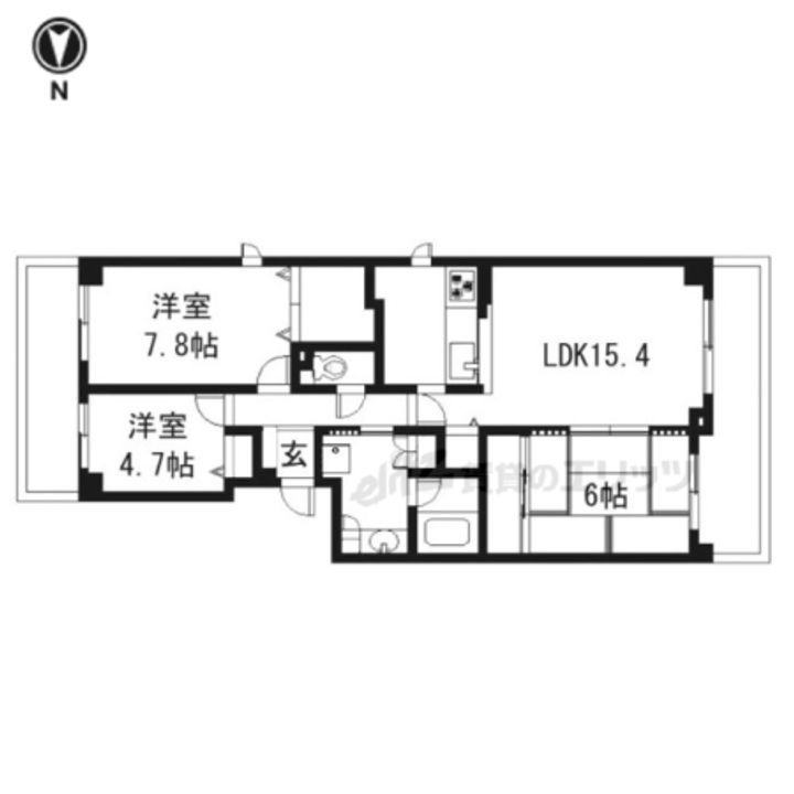 ローレルスクエア登美ヶ丘第I期1番館402の間取り