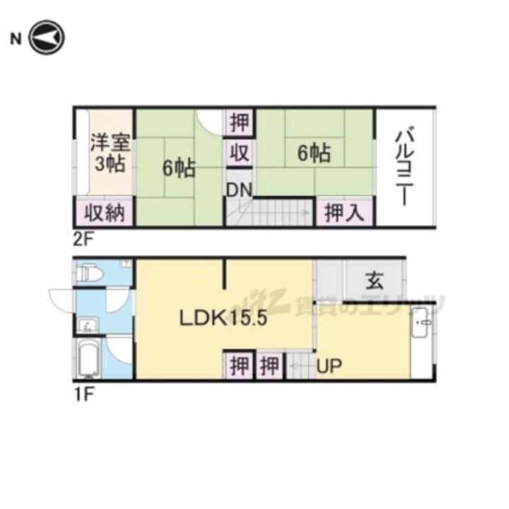 大阪府枚方市黄金野1丁目(一戸建)の賃貸物件戸建の間取り