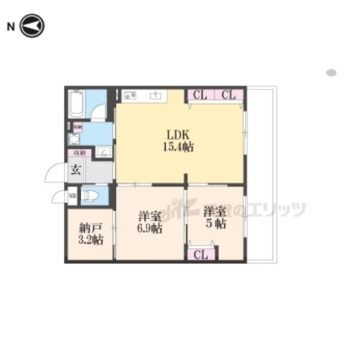 インサイトルポ山科新十条304の間取り