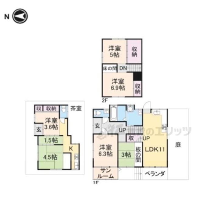 京都府京都市右京区鳴滝音戸山町(一戸建)の賃貸物件貸家の間取り