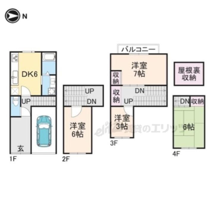 京都府京都市山科区日ノ岡鴨土町(一戸建)の賃貸物件貸家の間取り